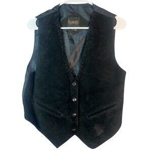 Learsi Black Suede Leather Vest with Buttons Small